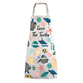 MBMSO Turtle Cooking Apron - Women's Sea Turtle Apron - Standard Size - 2 Pockets - Waterproof Composite Fabric - Save The Turtles Gifts