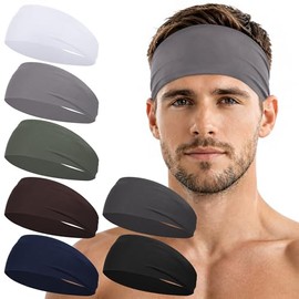 Diademas deportivas para hombre, 7 unidades de diadema absorbente de sudor, para entrenamiento, correr, rugby, béisbol, yoga, crossfit, entrenamiento 