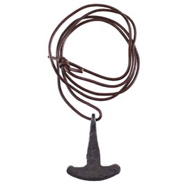 Battle-Merchant Viking Thor's Hammer Pendant, Hand Forged, Leather Alloy Steel