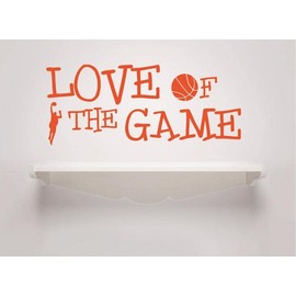Love of The Game Wall Decal Basketball Saying Sticker for Home Living Room Bedroom Hoops Slam Dunk Dribbling Removeable Cute Wall Decoration - Size: 11 in x 21 in