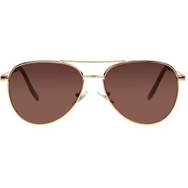 Foster Grant Women's Prelude Gold POL 10219437.FGX Polarized Aviator Sunglasses, Brown, 60 mm