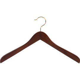 Concave Wooden Top Hanger with Walnut Finish, Thick Curved Coat Hangers with Brass Swivel Hook for Jackets or Fine Shirts (Set of 24) by The Great American Hanger Company