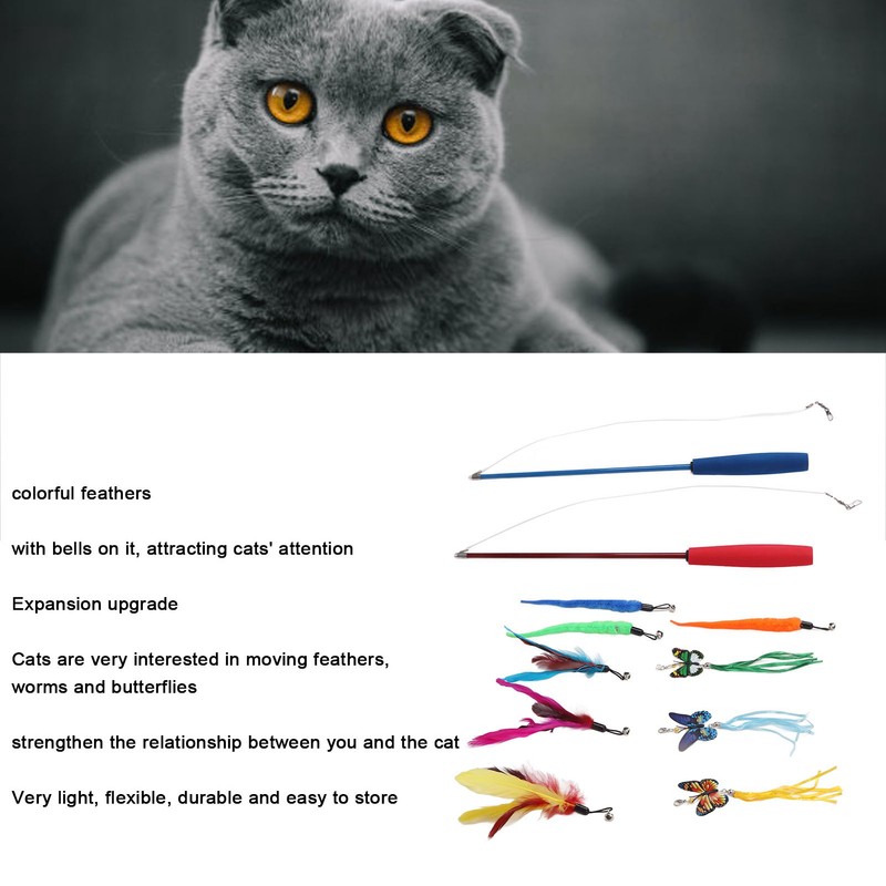 Funny Cat Feather Stick Interactive Thickening Lightweight Cat Feather Toys