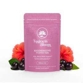 Titan Tonics Marine Collagen Beauty Tea – Infused with Organic Botanicals for Skin, Hair & Nails – Hibiscus Acai Flavor – 30 Tea Bags