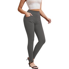 Tyllmann Pants for Women Casual 2024 Summer High Waist Elastic Pants Straight Wide Leg Plus Size with Pockets Grey