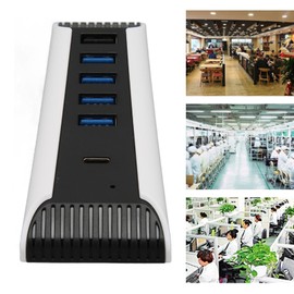 USB Hub, ABS Plug and Play 5 Port USB High Speed Expansion Hub Portable 1x Fast Charging Port for Game Console