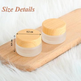 6Packs 1oz Empty Sample Jars Round Frosted Glass Cream Jar Bottles 30ml Cosmetic Cream Jar Bottle with Wood Grain Lids White Cosmetic Containers Jars for Makeup Lotion Lip Balm Eye Cream