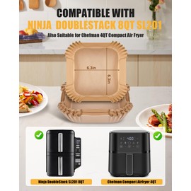 130PCs Air Fryer Liners Disposable for Ninja DoubleStack 2-Basket Air Fryer SL201 8QT, MMH 6.3 Inches Food-Grade Baking Parchment Paper Ninja Double Stack Inserts Accessories