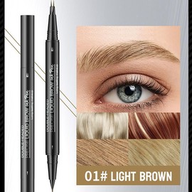 Wakeangel Hair-like Eyebrow Pen, 2-in-1 Waterproof Brow Pen with 2 Tip, with Dual-ended Eyebrow Brush, Cosmetic Makeup - Colour: 2 forks-LIGHT BROWN