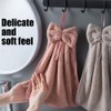 4Pcs Bowknot Hanging Hand Dry Towels, FHDUSRYO Microfiber Coral Velvet