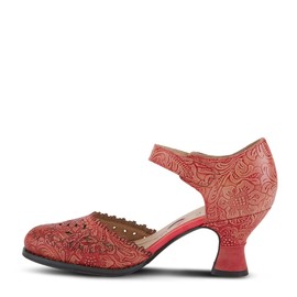 Spring Step L'Artiste Visionary Pump Shoes for Women | French Inspired Hand Painted Leather D'Orsay High Heels for Women with Ankle Strap Red EU 42 / US 10.5-11