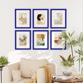 decorUhome 8x10 Picture Frame Set of 10, Display Photos 5x7 with Mat or 8x10 Unmatted for Picture Frames Collage Wall Decor, Royal Blue