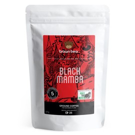 High Caffeine Strong Robusta Strongest Ground Coffee 227g - For French Press Cafetiere Filter Drip V60 Aeropress - Brown Bear Black Mamba Blend - Our Strongest Coffee Ever - Extra Strong Dark Roast