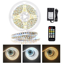 Kwode LED 12 V Strip Light Chain, 3 m Long, 3000 K Warm White and 6000 K Cold White Light, Dimmable, with Power Supply and Timer, Remote Control, for Ceiling, Kitchen, Bedroom