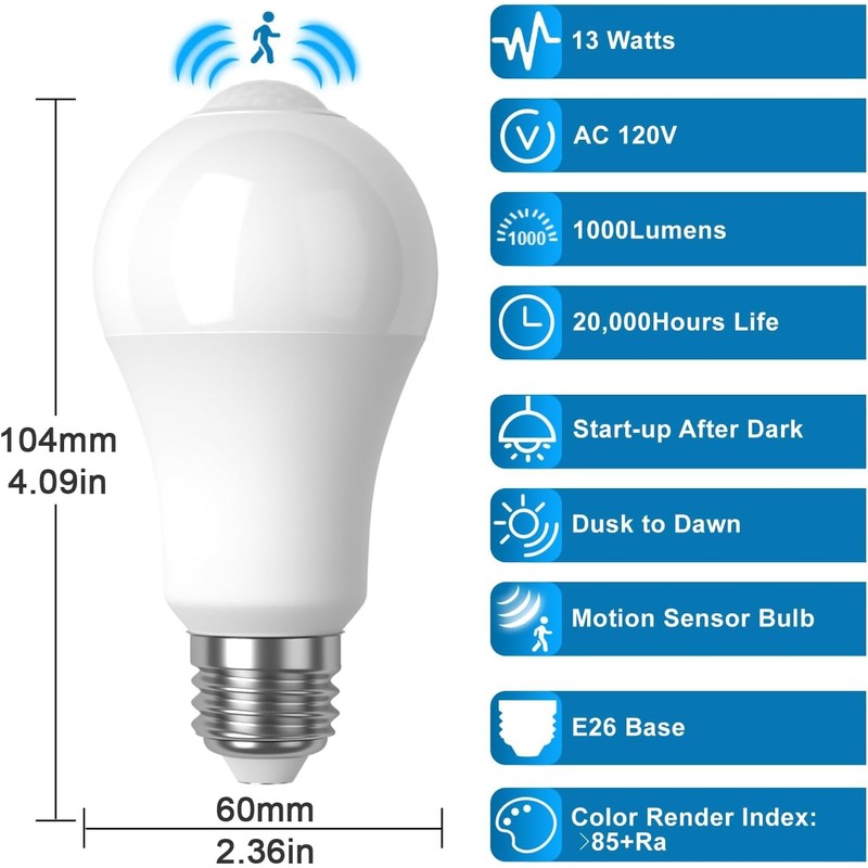 lanyue Motion Sensor Light Bulb,Motion Activated Light Bulb,Motion Bulb Indoor,Motion