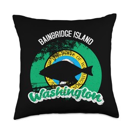 Bainbridge Island WA Native American Halibut Bainbridge Island Washington Halibut Fishers Native American Throw Pillow, 18x18, Multicolor