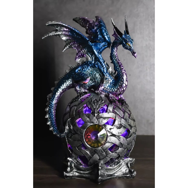 Ebros Dragon Perching On Color Changing LED Orb Night Light