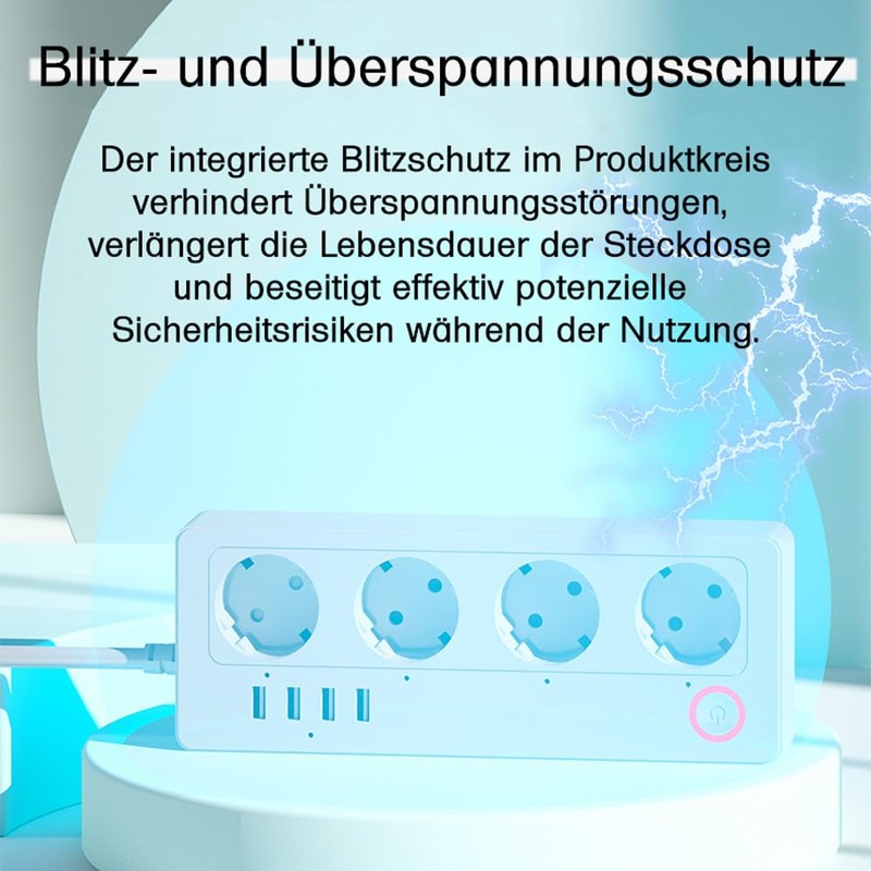 Offgridtec Smarte 4-Fach Steckdosenleiste + 2X USB-A und 2X USB-C