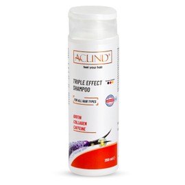 Aclind Tripple Effect Shampoo, Biotin Colagen and Caffeine, Vegan, For All Hair Types, Dermatologically Tested, 250 ml