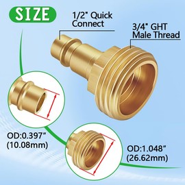 Langina RV Spray Port Hose Quick Connect, Lead-Free Brass RV Spray Away Port Quick Connector, 3/4" Female to Female Swivel Hose Adapter, 1/2" to 3/4" Quick Connect for RV Exterior Shower Faucet