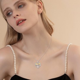 LUHE Bee NecklaceSterling Silver Daisy Flower Pendant Necklaces for Women Bee Jewelry Christmas Gifts for Women