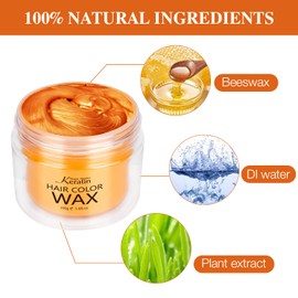 Hair Wax Color Orange, Magic Master Keratin Temporary Hair Color Dye for Color Treated Hair Natural Styling Instant Kids Mud Cream Gel 3.4 Fl Oz Girl Gifts, Party, Cosplay DIY, Children's Day