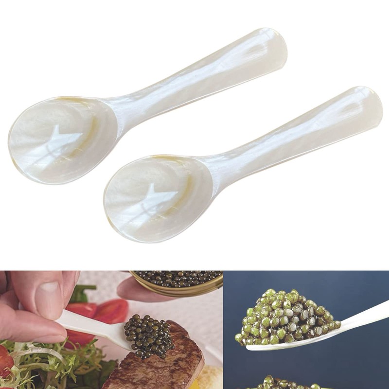 Pack of 2 Mother of Pearl MOP Caviar Spoons with