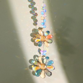 Tyqour Suncatcher Crystal Window Colourful Hanging Suncatcher Crystal Window Decoration Hanging Rainbow Sun Catcher Crystal Sun Flower Sun Catcher for Window Home Garden Party Wedding Decoration