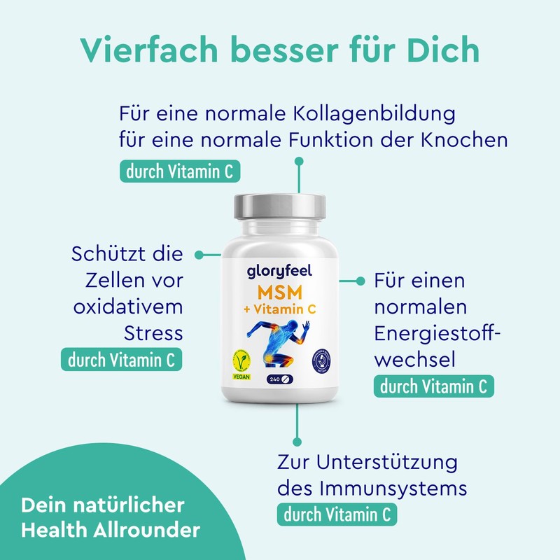 MSM High Dose 2000 mg + Natural Vitamin C from