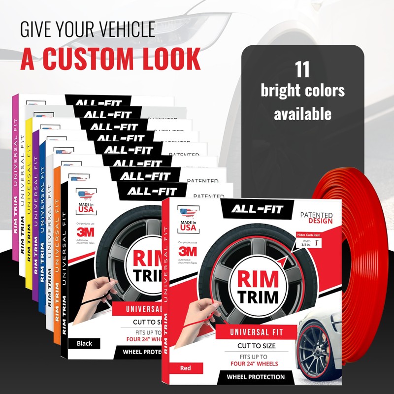 All-Fit Rim Trim Wheel Protection Strips for Curb Rash Prevention