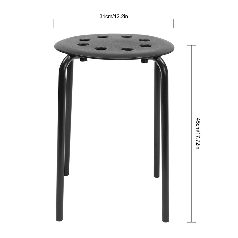 Pinelicorn 10 Pack Black Plastic Stack Round Stools 17.7In Backless