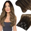 Moresoo Clip-In Real Hair Extensions Brown to Golden Brown with