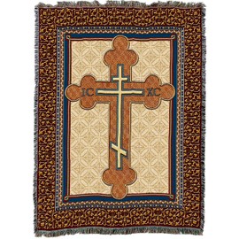 Pure Country Weavers Orthodox Cross Blanket Throw Woven from Cotton - Made in The USA (72x54)
