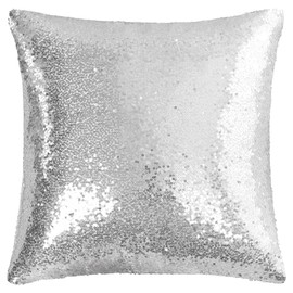 sourcing map Sequin Glitzy Cushion Covers, Shiny Satin Solid Pillow Covers 40x40cm/16x16 Inches for Christmas Wedding Party Decoration - Silver Tone Throw Cushion Covers with Zipper