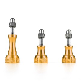 TNP GoPro Thumb Screw Set (Gold) - Aluminum Alloy Thumbscrew Knob Bolt Kit for GoPro Hero 9 8 7 6 5 4 3+ 3 2, GoPro Hero Session, SJCAM Osmo HD Action Cameras - 3pcs 1x Long Screws + 2x Short
