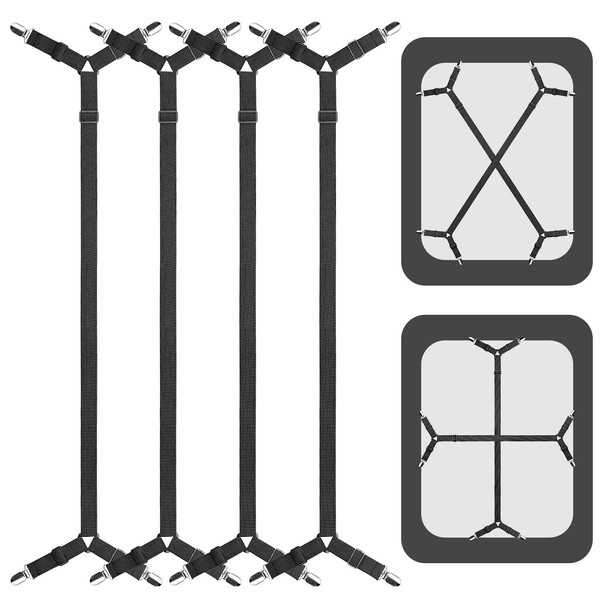 ACEDCOR ACEDCOR Bed Sheet Suspenders, 4 Pcs(2 Sets) Adjustable Bed
