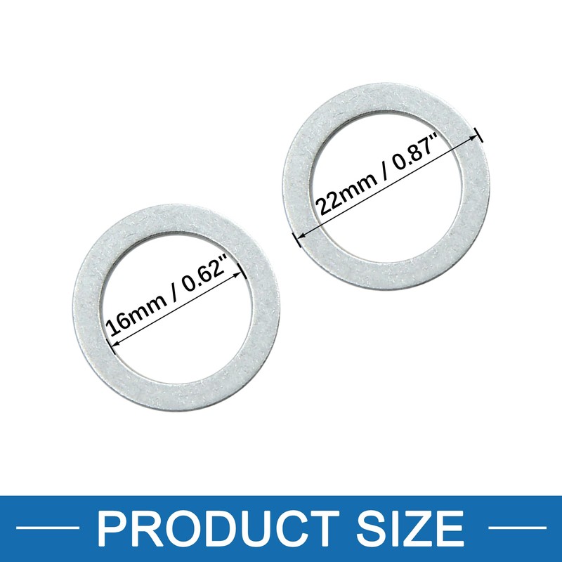 A ABSOPRO Copper Crush Washers Flat Sealing Gaskets Rings 16mm