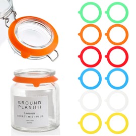 12PCS Silicone Jar Gaskets Replacement 3.75" Rubber Seals for Glass Jars Reusable Seals Airtight Leak-proof Silicone Gasket Sealing Rings for Mason Regular Mouth Canning Jars, 6 Colors