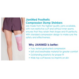 JianiMed Prosthetic Stump Shrinkers–Below Knee, 40cm, Compression, 20-30, Amputee Socks, Trendy, Taiwan Excellence L