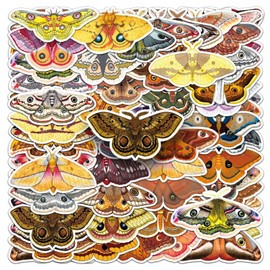 Moth Stickers 50 Pcs Waterproof Cute Funny Insects Sticker for Laptop Luggage Water Bottle Skateboard Scrapbook Suitcase Computer Motorcycle Car,Vinyl Aesthetic Cartoon Decal for Teens Girls