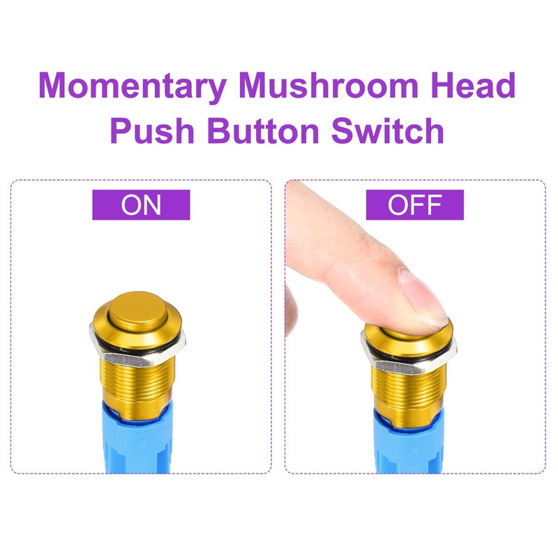 DMiotech 1/2 Inch Stainless Steel Momentary Push Button Switch Domed