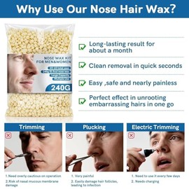 RAINFLOW Kit de cera de nariz para hombres y mujeres | 8.47 oz de cera, 48 aplicadores (40-50 usos) | Fast 3-Min & Safe Hair Remover for Ear & Nose Ha