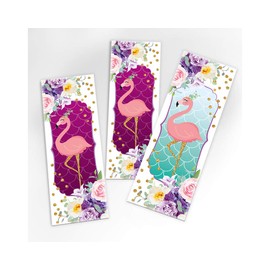 JuNa-Experten 12 Bookmarks + 12 Mini Blocks + 12 Stickers + 12 Bags / Light Pink Party Bags Flamingo Children's Birthday Party Favours Children
