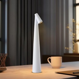 EJFOIEJ Portable LED Table Lamp with Touch Sensor, 3-Levels Brightness Metal Desk Lamp, 3 Color Touch Control Rechargeable Lamp, Night Light, Bedside Lamp,Dining Room Lamp (White)