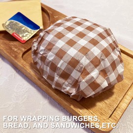 100 Sheets Greaseproof Paper Sheets 38x28CM, Sandwich Wrapping Paper, Food Basket Liners Paper, Non-Stick Deli Wrap Paper Sheets for Wrapping Bread, Sandwiches, Burger and Burrito (Brown)