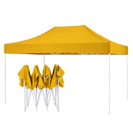 American Phoenix 10x15 Canopy Tent Pop up Instant Commercial Outdoor Party Canopy Shade (10x15FT (White Frame), Yellow)