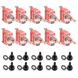 DaFuRui Waterproof Toggle Switch，10Pack 2 Position 2 Pin ON-Off Metal Toggle Switch 15A 250V Heavy Duty Toggle Switch with Metal Bat Waterproof Boot Cap Cover