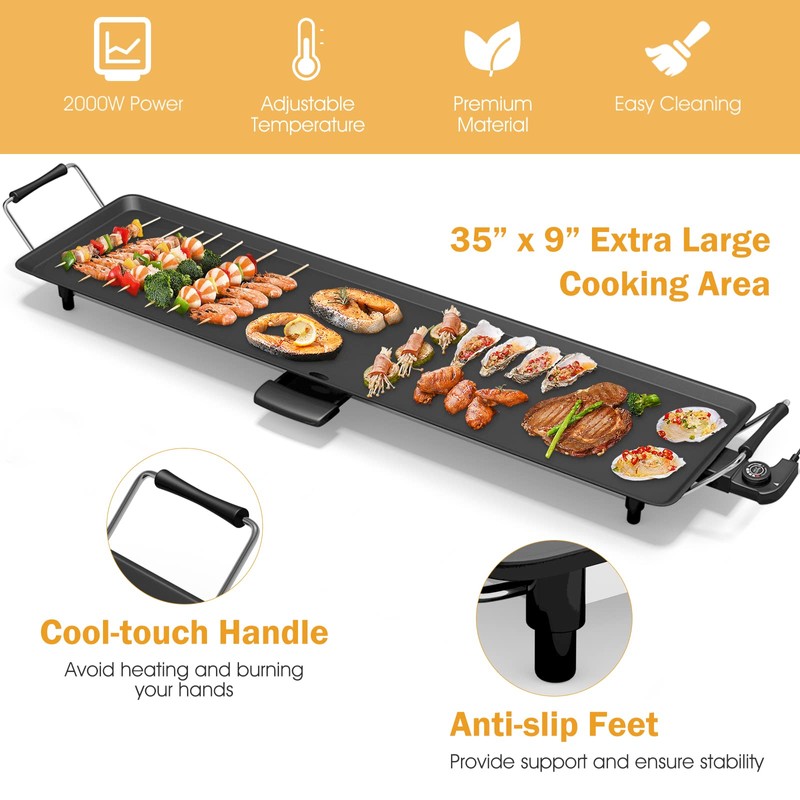 ARLIME Electric Griddle, 35" Teppanyaki Grill w/Extra Large Tabletop, Portable