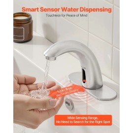 VEVOR Touchless Bathroom Sink Faucet Automatic Motion Sensor 9/16 Brushed Nickel