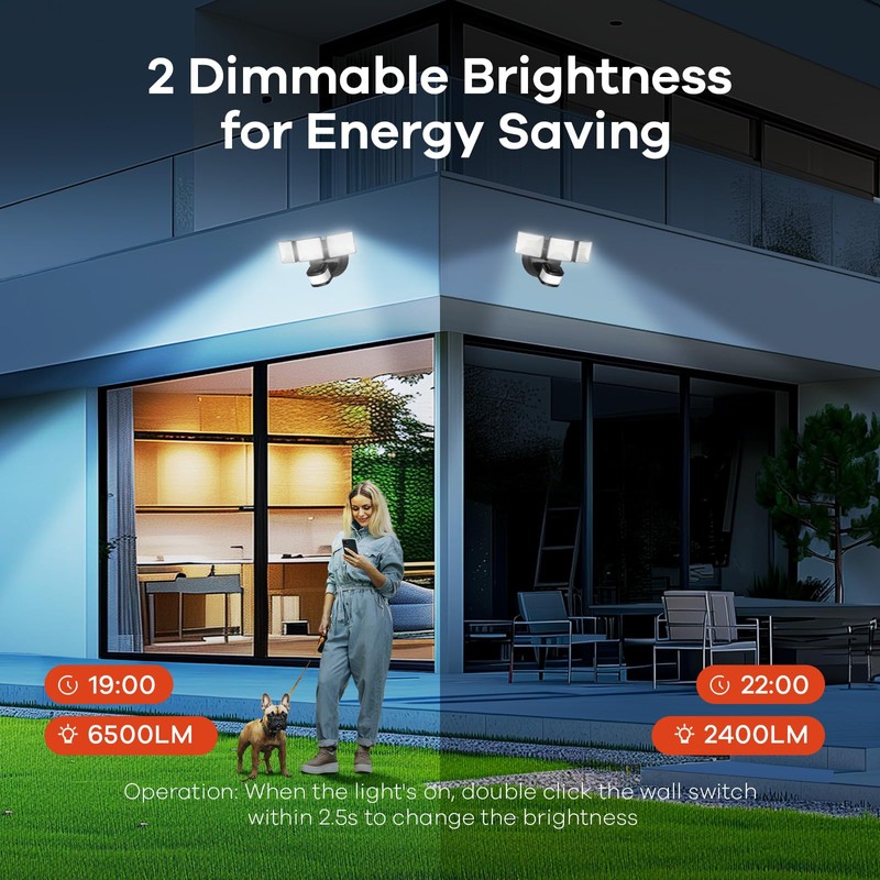OREiN Motion Sensor Outdoor Flood Light 42W 6500LM, Super Bright